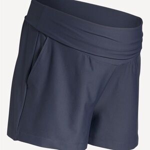 Old Navy Maternity blue grey Rollover waistband Powersoft Shorts 3 inch inseam L